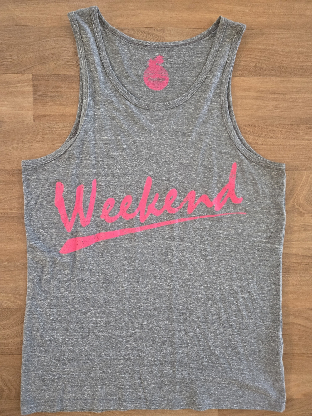 Chubbies Tank Top with Pink "Weekend" Script